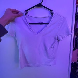 White Wild Fable Crop Tee